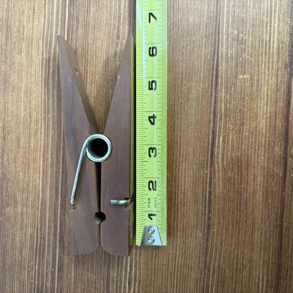 Vintage Benjor Solid Walnut Giant Clothespin Wall Clip Laundry Decor‎ 7 Inch